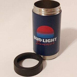 Bud Light SUMMER Beer Koozie Can METAL Cooler Koozie Screw Top Lid